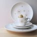 vintage star glow dishes, 55 piece set, royal china plates, cups and saucers, bowls