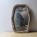 antique convex bubble glass framed ship on high seas
