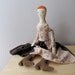 vintage folk art boudoir doll, calico pioneer dress, farmhouse decor
