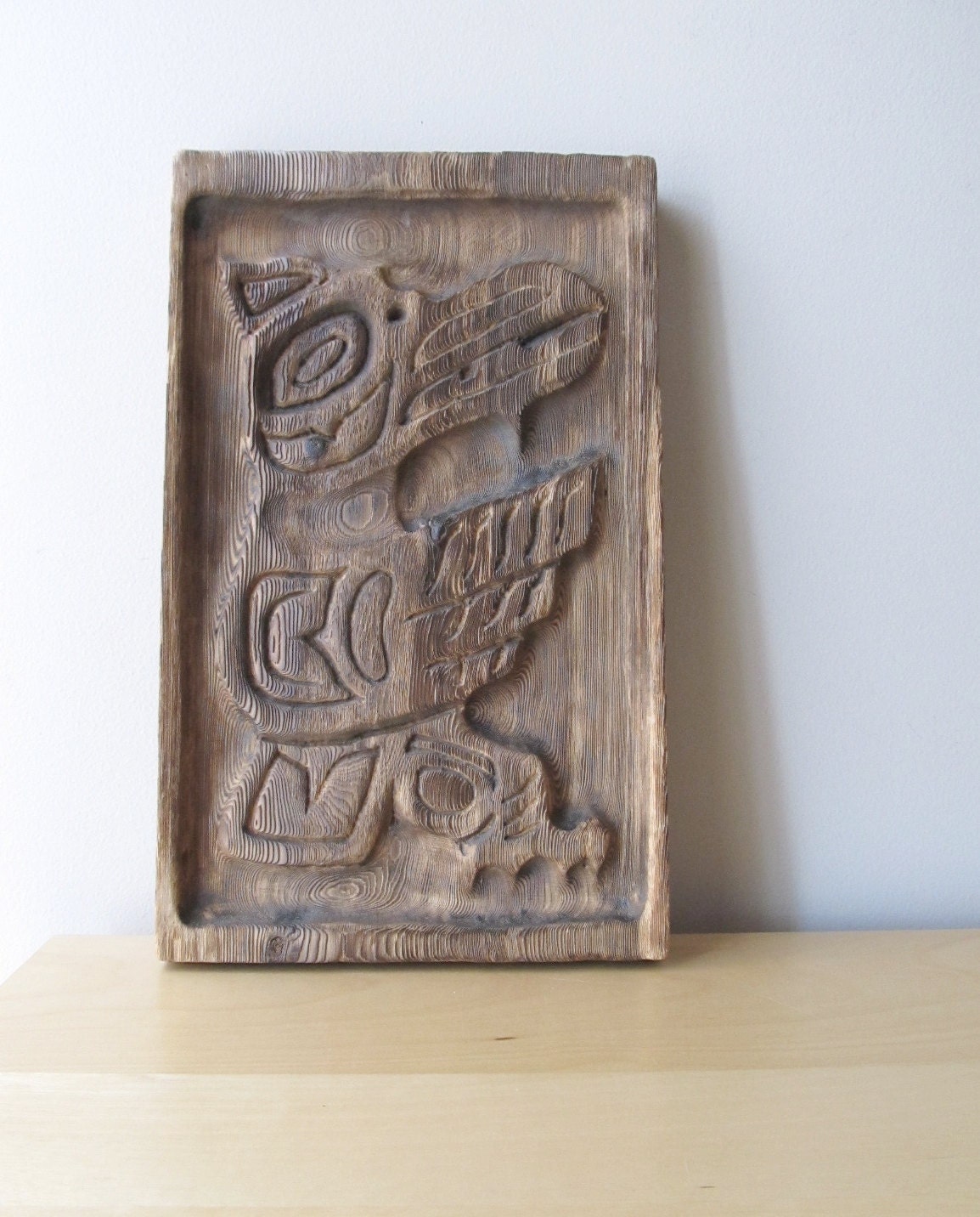 native alaska totem wood carving primitive wall decor