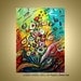 on sale COLORFUL BOUQUET 18X24 Original Modern Abstract Flowers Painting by Luiza Vizoli