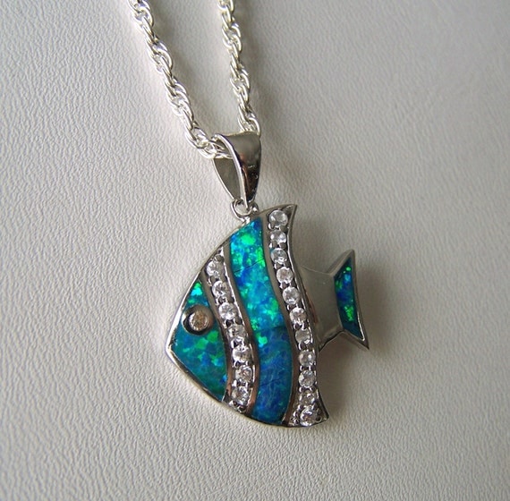 Opal Necklace Angelfish Tropical fish beach wedding