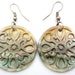 Mother of Pearl earrings - sea shell earrings - Beach Wedding - mandala design- carved mother of pearl - beach - tribal
