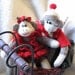 Mini Sock Monkey Couple. Sweetheart Couple. 5 Inch Dressed Sock Monkeys. Collectible by auntyanndesigns.