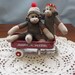 TEENY TINY SET OF TWO ITTY BITTY MONKEY SOCK DOLLS. Handmade, Miniature Sized at 3 and 4 Inches. Very Collectible. Hours of Work and Time Intense. Check Them Out Now. Only 1 Set Available.