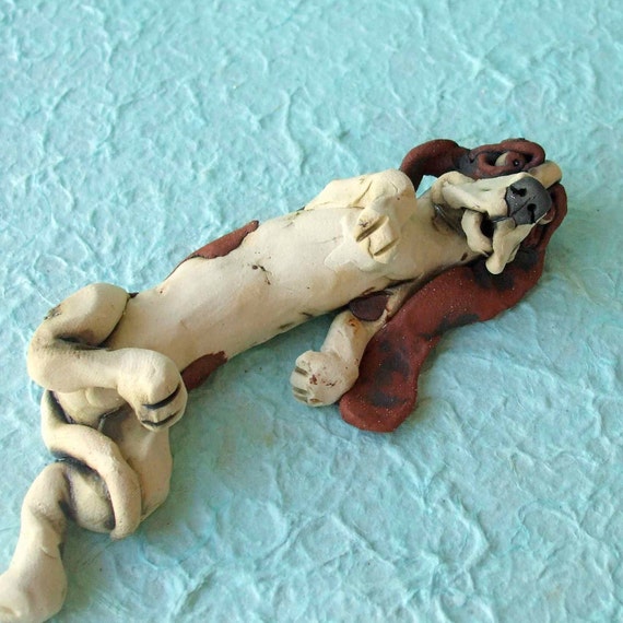 for cone leg dog RESERVED Ceramic (for Lying Hound SwimFar) Basset Sculpture on Back for cone leg dog RESERVED Ceramic (for Lying Hound SwimFar) Basset Sculpture on Back