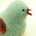 Light Turquoise Bird with Colorful Wings Felted Wool Home Decor Nursery Spring Lamb Wool Stuffing Eco Friendly Up Cycled Height 4"