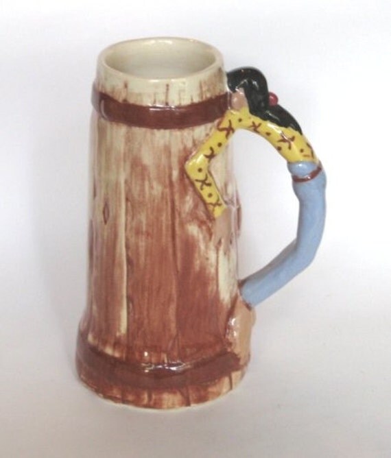 Items similar to Vintage Twin Winton Pottery Hillbilly Tankard with Figural Handle California in