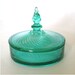 1930s Milady Green Depression Glass Powder Jar by New Martinsville Glass