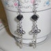 Gothic Black Beaded Earrings with Silver Keys