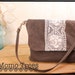 Women's Shoulder Bag & Wristlet in One -Boho Chic- Chestnut Brown - Rose Lace