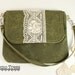 Waxed Canvas Shoulder Bag & Wristlet in One -Boho Chic- Hunter Green - Rose Lace