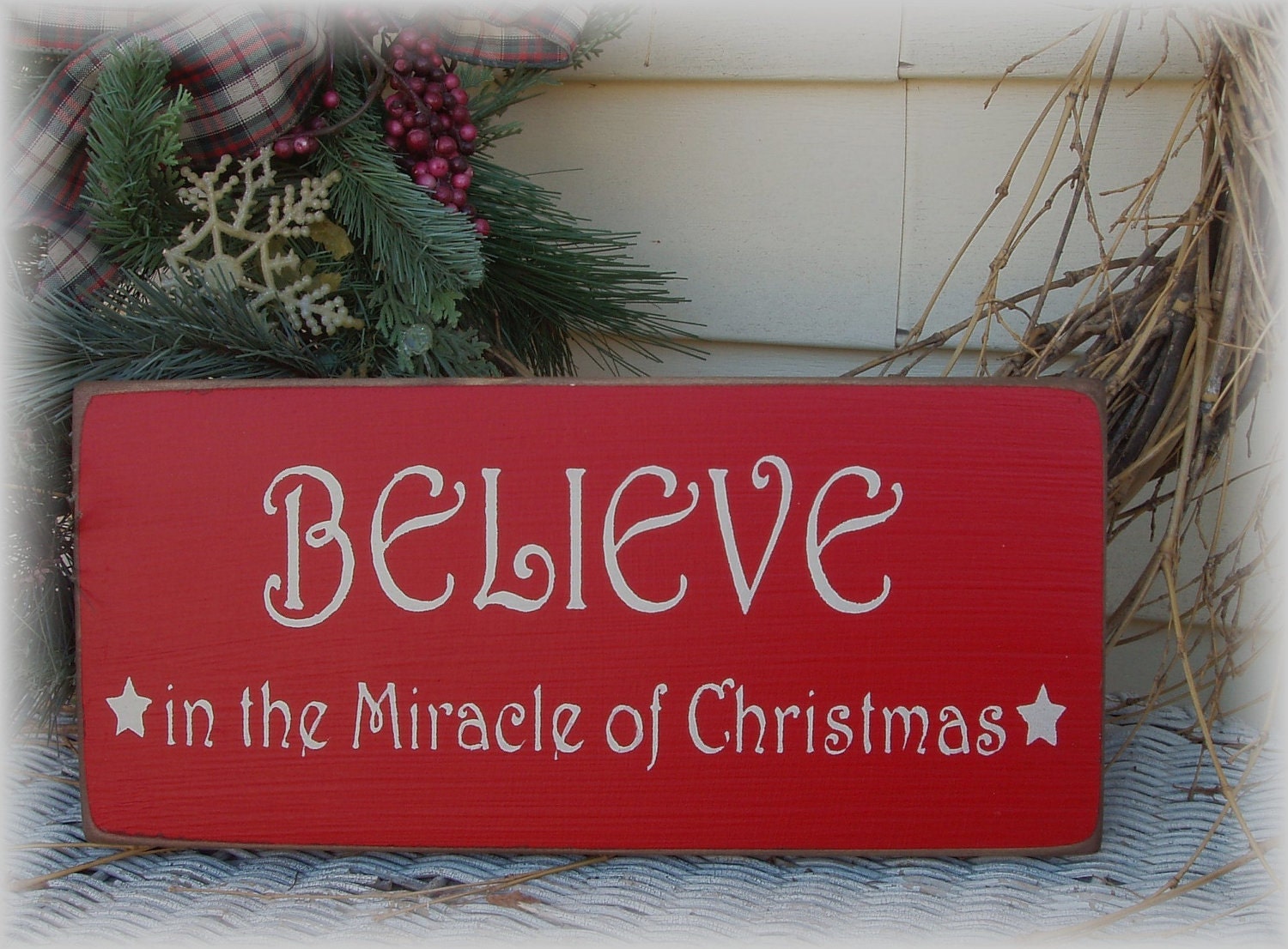 Believe in the miracle of Christmas primitive by woodsignsbypatti