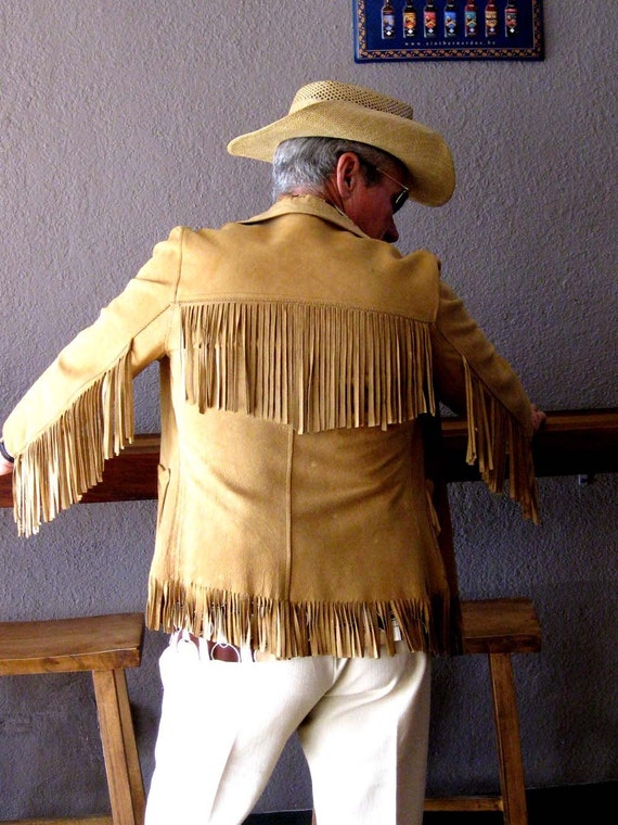 50s Fringed Buckskin Jacket Mens or Womens