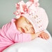 Large Double Layered Double Ruffle Bow with Infant Crocheted Beanie FREE SHIPPING ON ALL ADDITIONAL ITEMS
