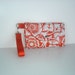 Orange and White Laminated Cotton Wallet/Wristlet/Clutch