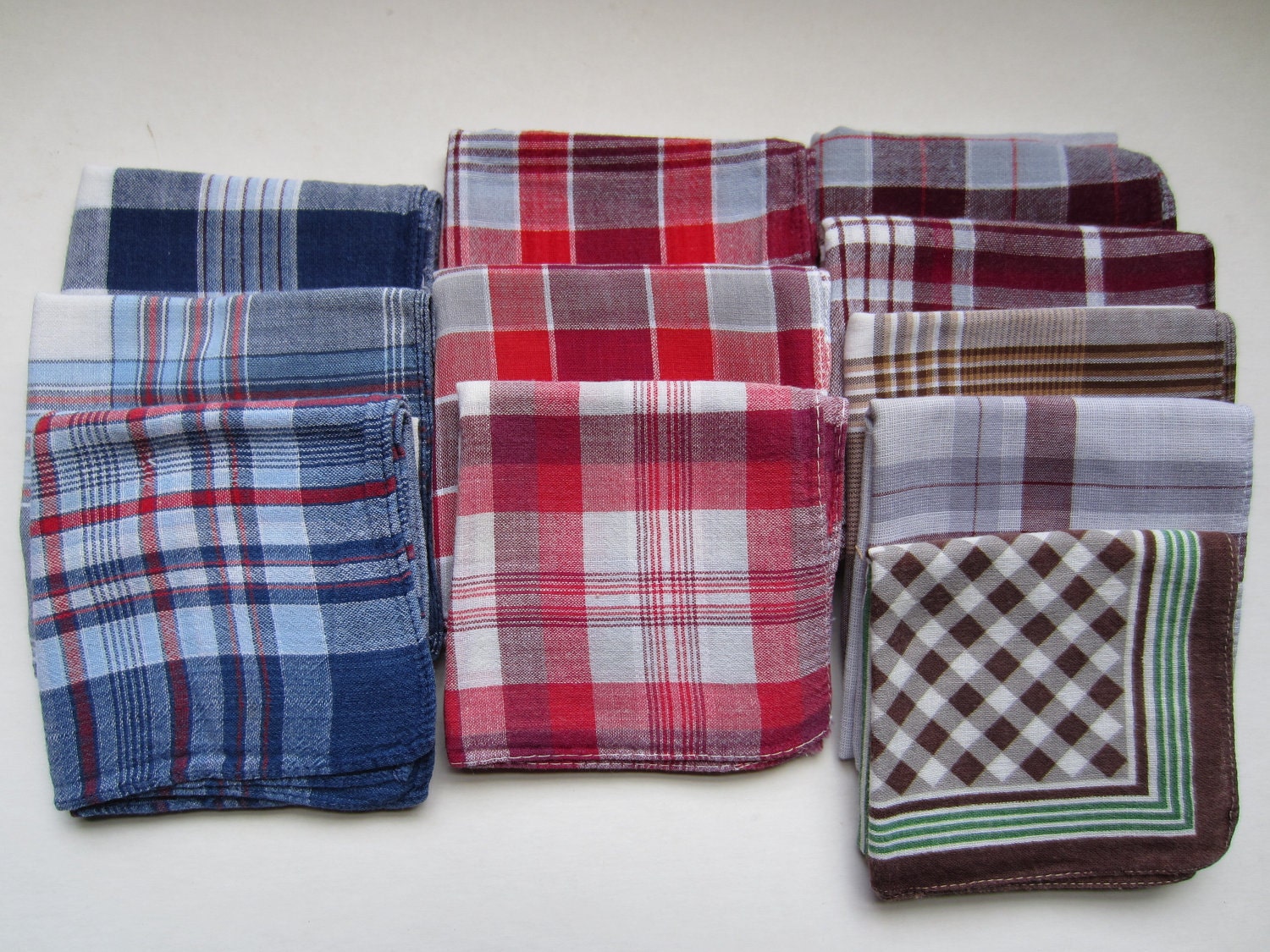 Vintage men's cotton handkerchief collection set of 11