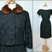 60's Black Wiggle Dress and Mink Collar Jacket