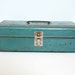 Vintage Turquoise Toolbox, Utility Chest, Tackle Box, Toy Storage