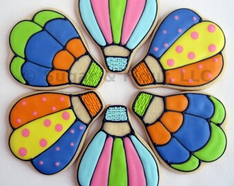 UP AND AWAY Hot Air Balloon Sugar Cookie Party Favors, 1 Dozen