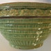 Large Gorgeous Vintage Green Yellow Ware/Ironstone Bowl, Basket Weave and Shell or Flower Design