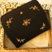 Vintage Bond Street Wallet, Unused, In Original Box. Black With Embroidery/Petit Point Flowers