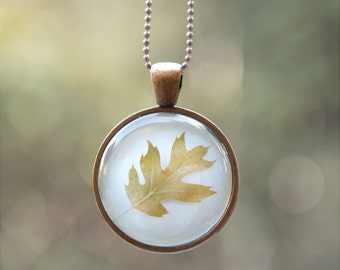 Wearable Art Necklace - Autumn Leaf Photo Pendant for Woodland Lovers - Magical Nature Jewelry, Christmas Gift