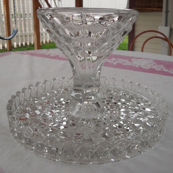 American Fostoria Round Pedestal Cake Stand Plate With Rum 8201