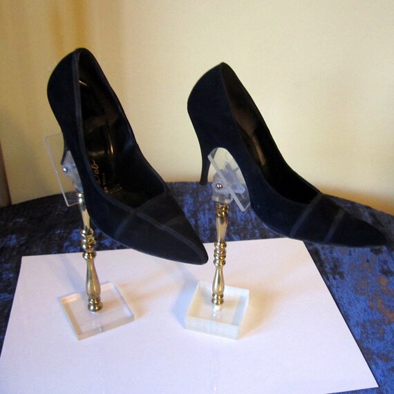 Vintage Shoe Stand Store Display Lucite and Brass Pair or hats ...