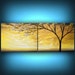 art original painting abstract mid century Original Painting tree painting textured large impasto bird painting 48 x 18 Mattsart