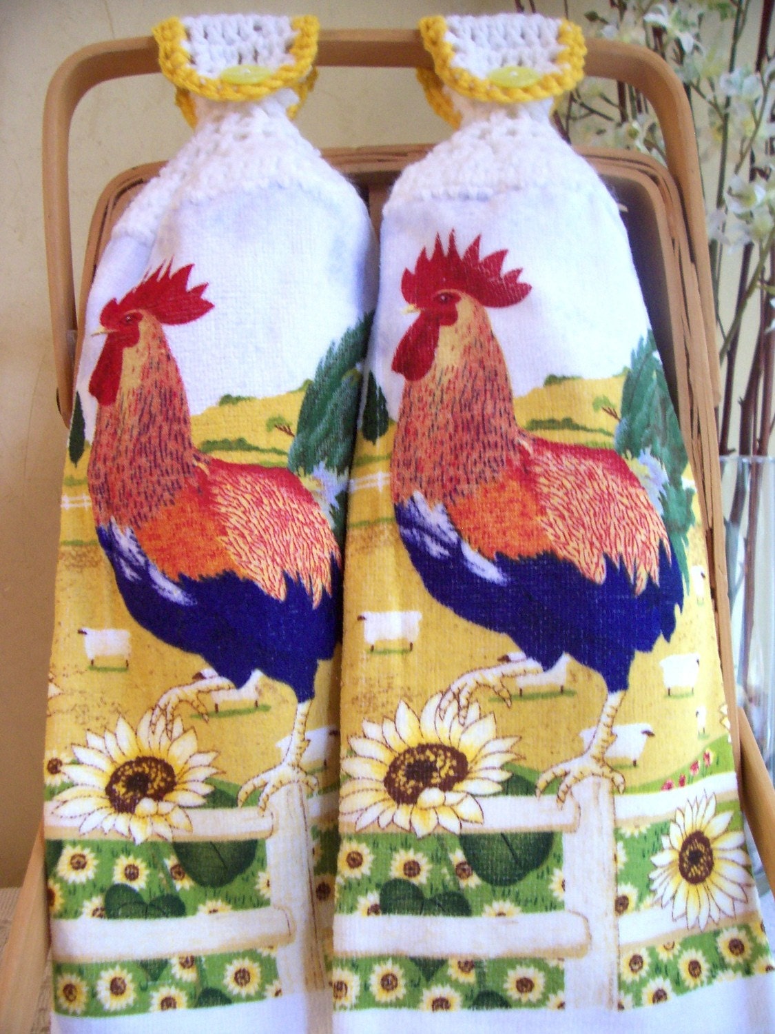 Rooster Crocheted Kitchen Hand Towels Home And Living   Il Fullxfull.186343420 