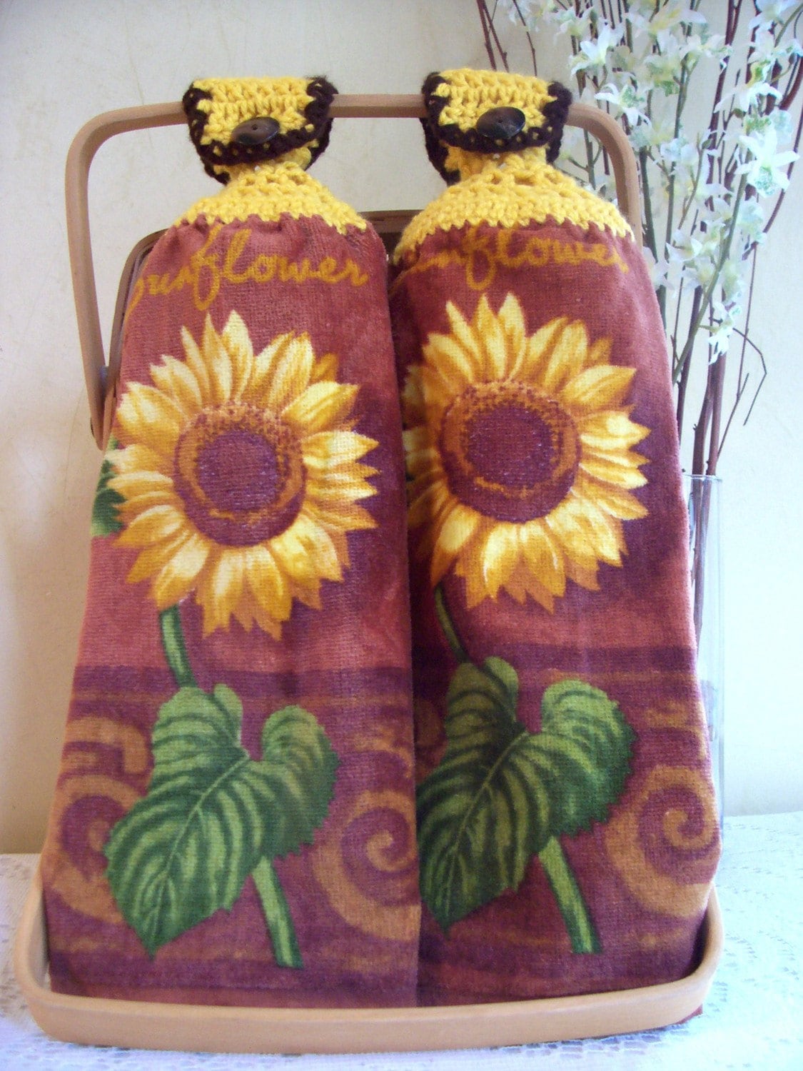 Sunflower Kitchen Hanging Hand Towels