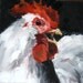 White Chicken Impasto Oil Original Painting on Canvas