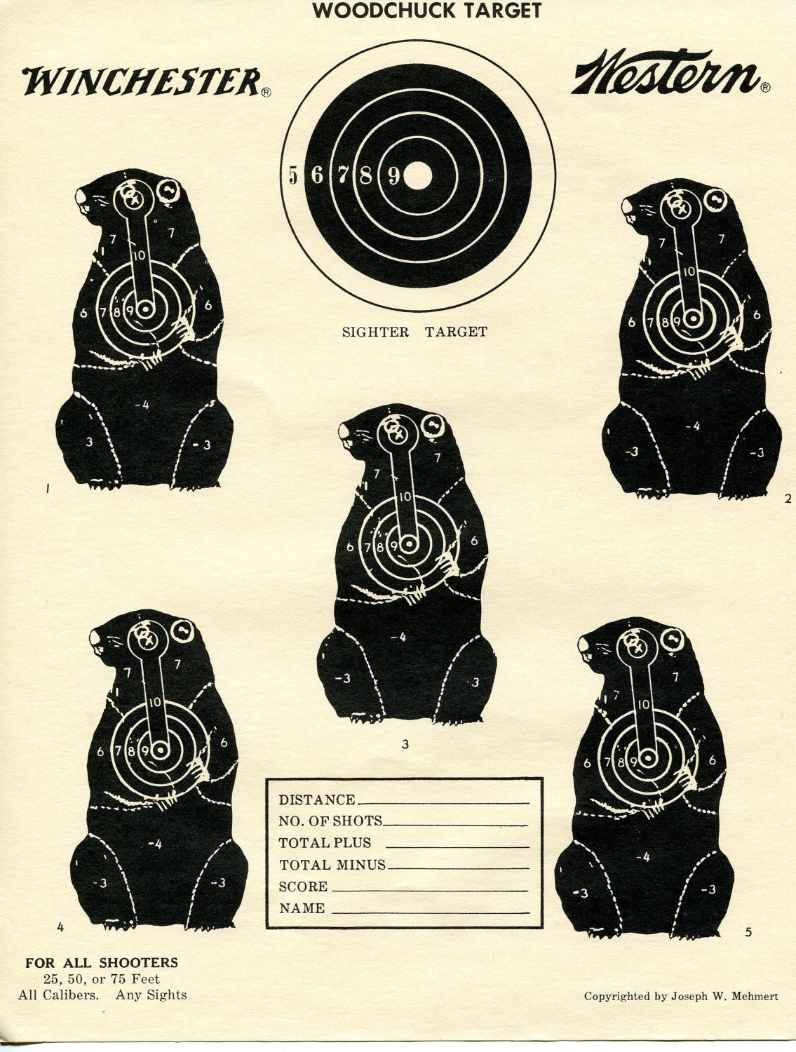 Vintage Shooting Target/ Winchester/ Groundhogs