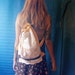 One of a Kind Medium Drawstring Backpack with VINTAGE LACE