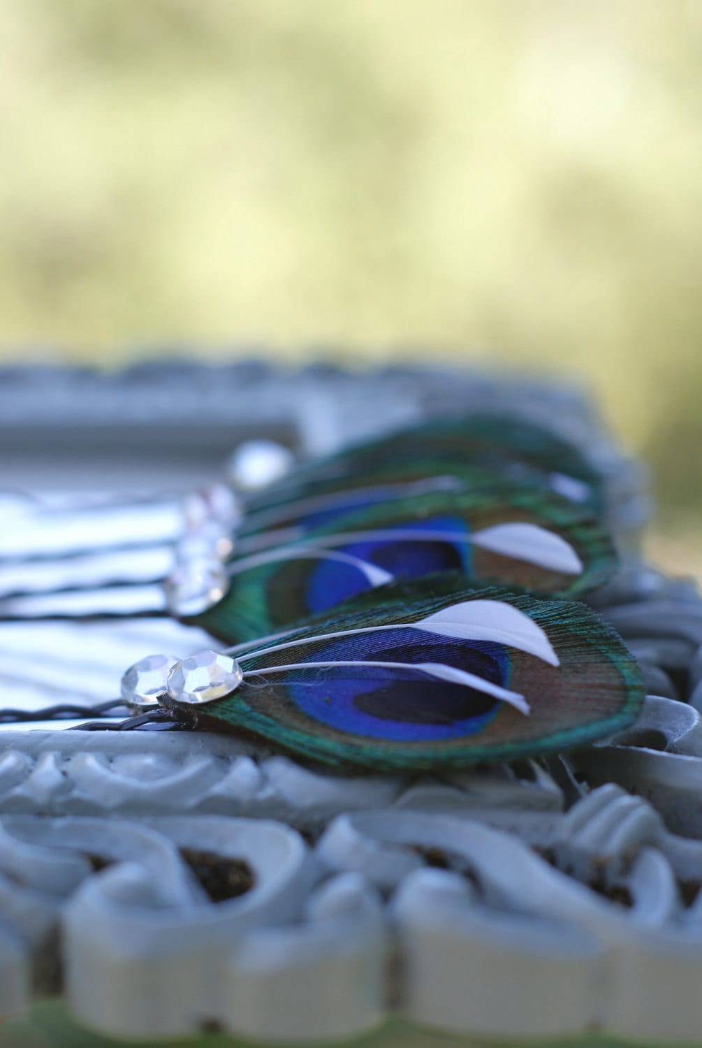 4 Bridesmaid Gifts Hair Pieces Peacock Peacock Wedding