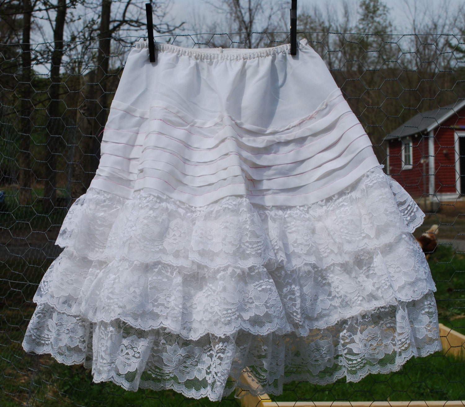 Vintage tiered LACE Petticoat Half Slip
