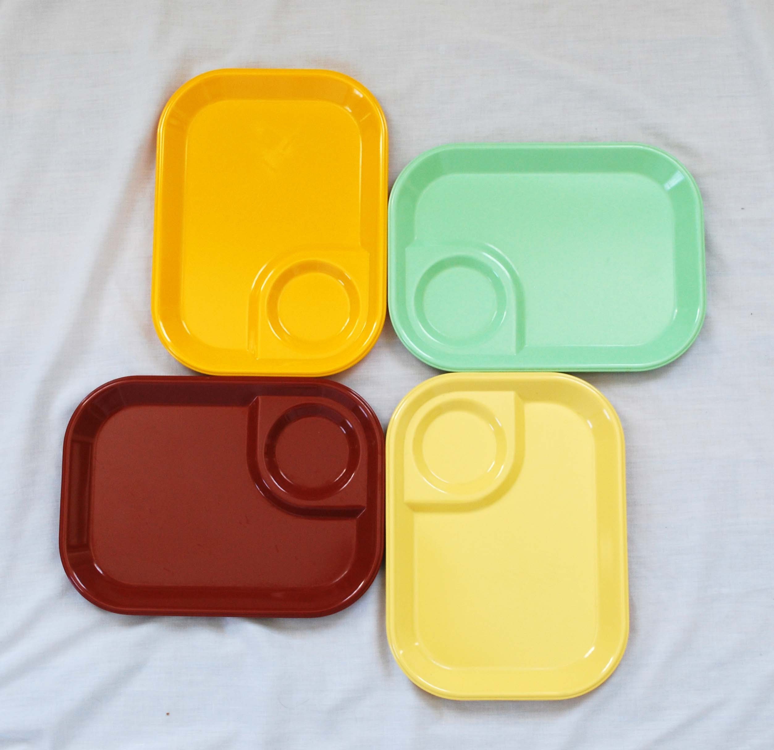 4 Vintage Elementary School Lunch Trays