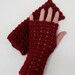 Crocheted Lacy Fingerless Gloves - Rich Red