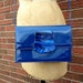 Cool 80s vintage cobalt blue faux patent leather and lucite cross body purse vegan