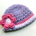 Infant Crochet Summer Hat, Crochet Baby Beanie Hat, White, Lavender, Rose Pink, White, Newborn, READY TO SHIP