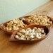 Vintage Monkey Pod Hand Carved Wood Leaf Divided Bowl