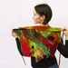 Wool nuno felted scarf triangle Red Olive Green