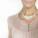 Wool felted beach stone embroidered Necklace White Grey