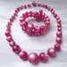 BLOW OUT SALE --- Vintage Pearlescent Purple Lucite Bead Open Bangle & Necklace Set
