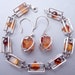 SALE --- Vintage Funky Sterling Floating Amber Geometric Bracelet & Earring Set