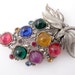 Huge Antique Silvertone Brooch by Sterling Button Co. NY with Rainbow Glass Fruit for Crafting