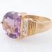SALE ---- Size 7 Vintage Amethyst Glass and Goldtone Sterling Cocktail Ring