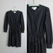 s a l e . vintage '80s black SECRETARY dress with blue STRIPES. size s m.
