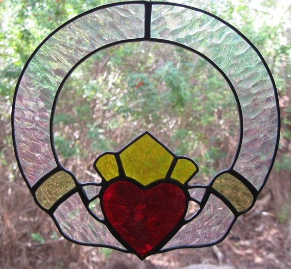 Claddagh Stained Glass Irish Celtic Suncatcher SALE